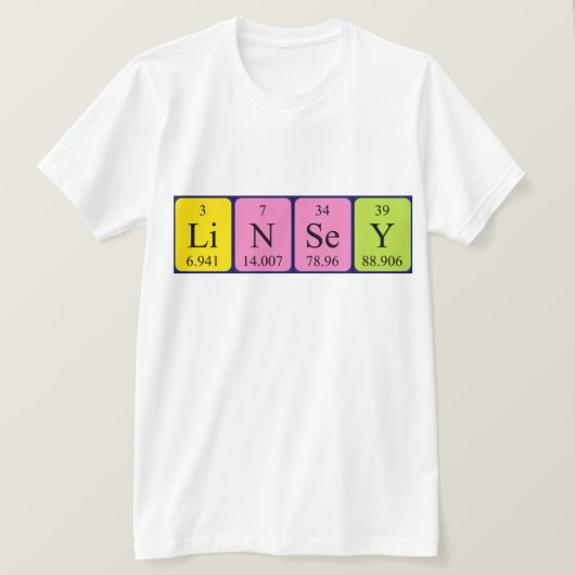 Linsey periodiek systeem naam shirt (Design voorkant)