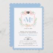 Lint Afstuderen | 3-letterige blauwe Monogram Cres Kaart (Voorkant / Achterkant)