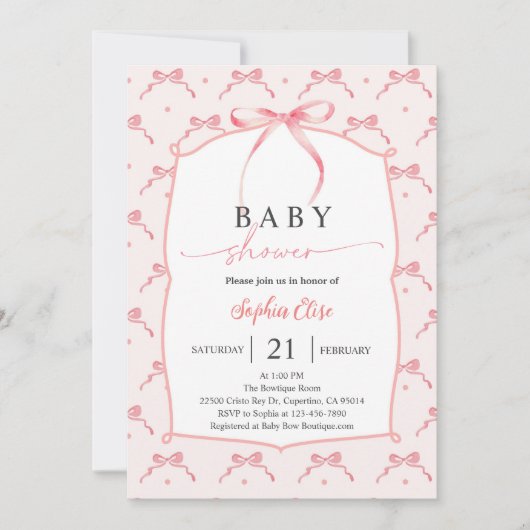 Lint Baby Meisje Shower Kaart (Voorkant)