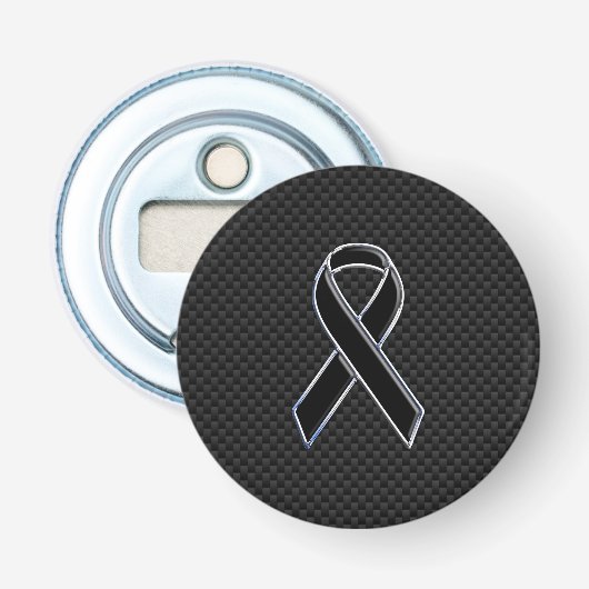 Lint bewustwording Zwart Koolstofvezel Button Flesopener (Voorkant)