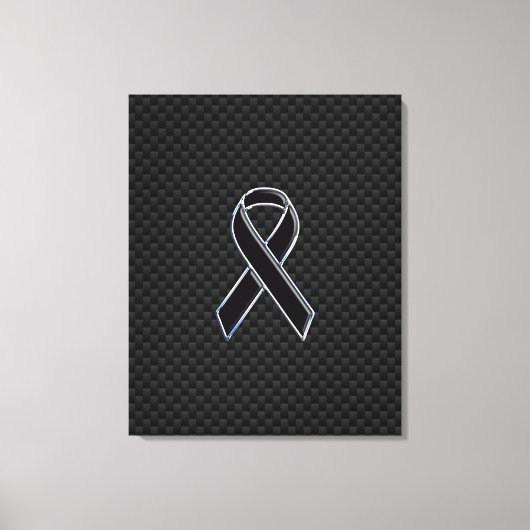 Lint bewustwording Zwart Koolstofvezel Canvas Afdruk (Voorkant)