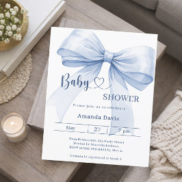 Lint blauwe jongen Baby Shower uitnodiging