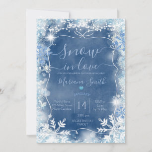 Lint Blauwe Sneeuw in Love Sneeuwvlok Bruidsfeest  Kaart