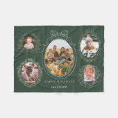 Lint & Botanische Lijsten 5 Foto Christmas Green Fleece Deken (Voorkant (Horizontaal))