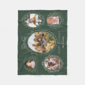 Lint & Botanische Lijsten 5 Foto Christmas Green Fleece Deken (Voorkant)