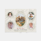 Lint & Botanische Lijsten 5 Foto Grootouders Fleece Deken (Voorkant (Horizontaal))