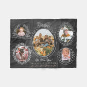 Lint Botanische Lijsten 5 Foto Grootouders Zwart Fleece Deken (Voorkant (Horizontaal))