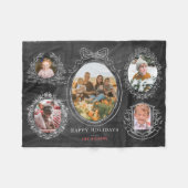 Lint & Botanische Lijsten 5 Foto Kerst Zwart Fleece Deken (Voorkant (Horizontaal))