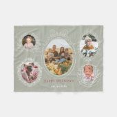 Lint & Botanische Lijsten 5 Foto Olijfkerst Fleece Deken (Voorkant (Horizontaal))