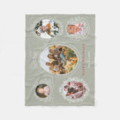 Lint & Botanische Lijsten 5 Foto Olijfkerst Fleece Deken (Voorkant)