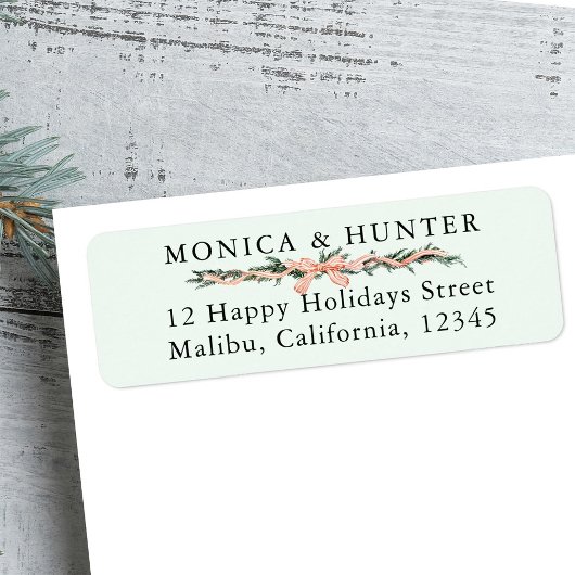 Lint Bow Border Christmas Retour Adres Label