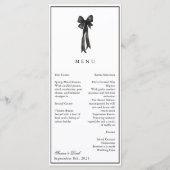 Lint Bow Elegantie Zwart-wit Bruiloft Menu (Voorkant)
