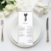 Lint Bow Elegantie Zwart-wit Bruiloft Menu