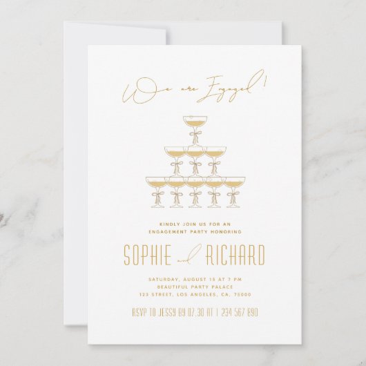 Lint Champagne Tower Fontein Verlovingsfeest Kaart (Voorkant)