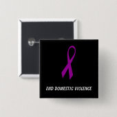 Lint, einde huiselijk geweld vierkante button 5,1 cm (Voorkant /achterkant)