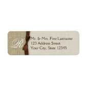Lint en Burlap Bruin Monogram Etiket (Voorkant)