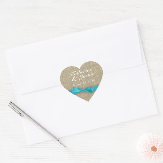 Lint en Burlap Heart Hart Sticker (Envelop)