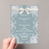 Lint en kant vorst acryl bruiloft uitnodiging (Insitu (Draagbaar))