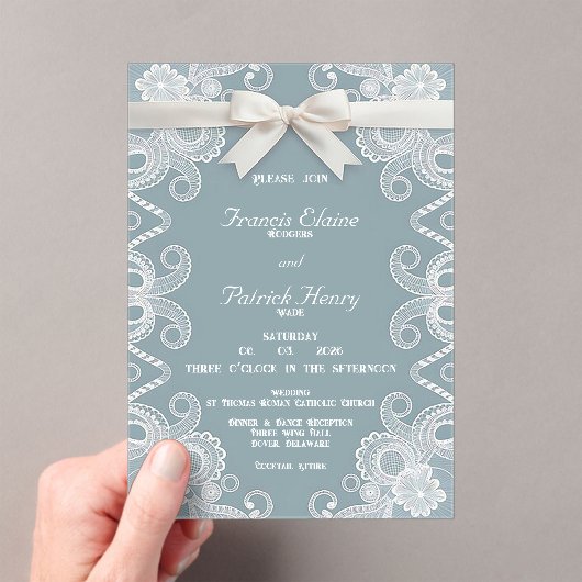 Lint en kant vorst acryl bruiloft uitnodiging (Insitu (Draagbaar))