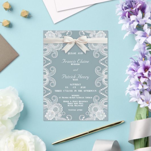 Lint en kant vorst acryl bruiloft uitnodiging (Insitu (Huwelijk))