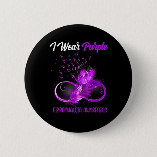 Lint Feather Fibromyalgia Awareness Ronde Button 5,7 Cm (Voorkant)