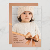 Lint Foto Kerstkaart Met Strik (Voorkant / Achterkant)