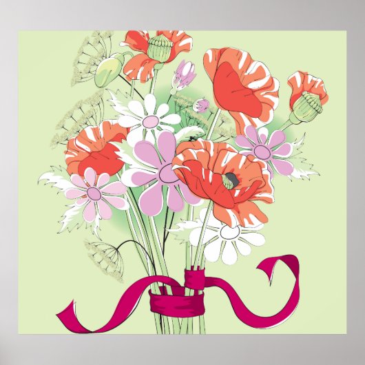 Lint gebonden papaver: Daisy boeket. Poster (Voorkant)