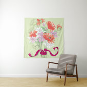 Lint gebonden papaver: Daisy boeket. Wandkleed (In situ)