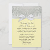 Lint Geel/Zilveren Kant Damast Bruiloft Uitnodigen Kaart (Voorkant)