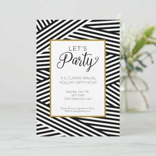 Lint Gestreepte Party Uitnodiging (Staand voorkant)