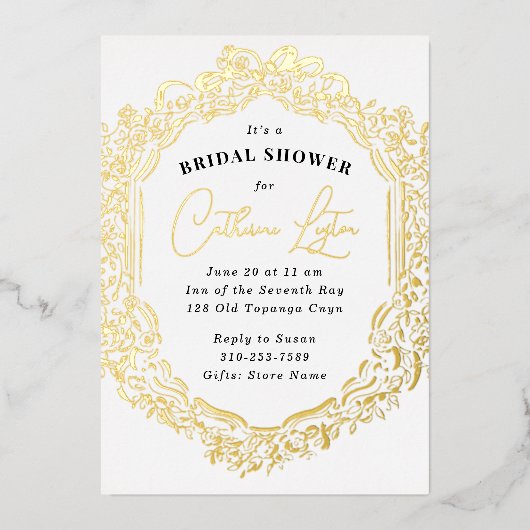 lint goud Vrijgezellenfeest Folie Uitnodiging (Voorkant)