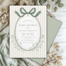  lint groene Waterverf Baby shower Kaart
