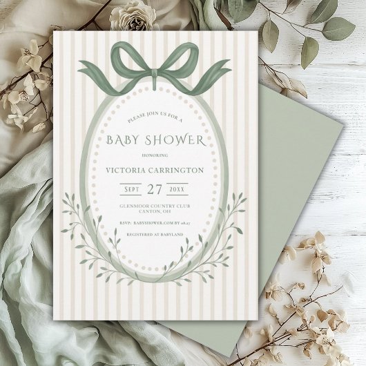 lint groene Waterverf Baby shower Kaart