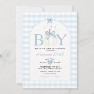 Lint Het Is Een Jongenspompoen Baby Shower Blauwe Kaart
