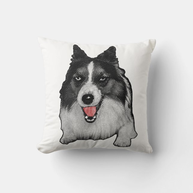 Lint‑Hoek Corgi Accent Kussen (Voorkant)