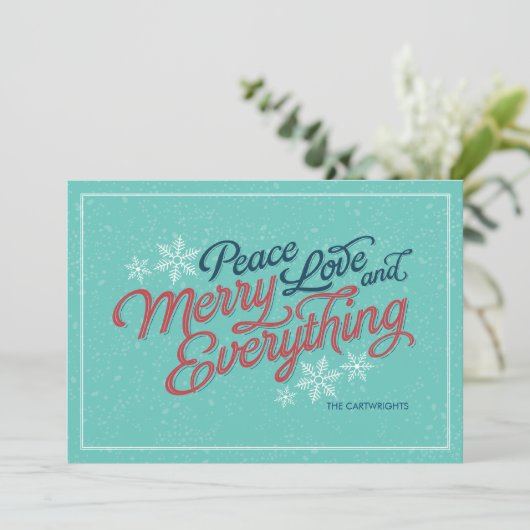 Lint in cadeauverpakking Script kerstkaart (Staand voorkant)