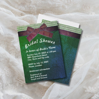 Lint, Kant, Groen & Blauw Burlap Vrijgezellenfeest Kaart