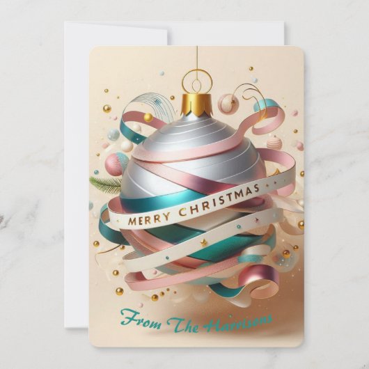 Lint Krul Ornament Feestdagenkaart (Voorkant)
