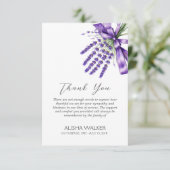 Lint Lavendel begrafenis bedankkaart (Staand voorkant)