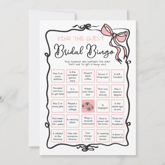 Lint lint Bruidsfeest Vind de gast BINGO Kaart (Voorkant)