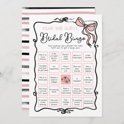 Lint lint Bruidsfeest Vind de gast BINGO Kaart (Voorkant / Achterkant)