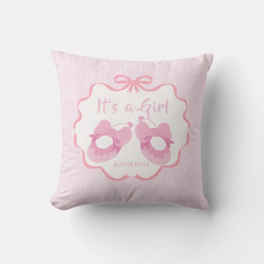 Lint Lint Het is een meisje Roze Kussen (Voorkant)