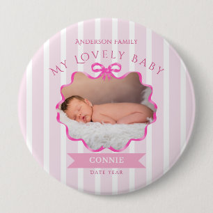 Lint lint pasgeboren baby meisje  ronde button 4,0 cm