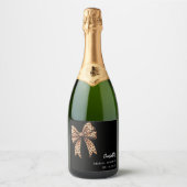 Lint luipaardprint zwart Bruidsdouche Sparkling Wijnetiket (Voorkant)
