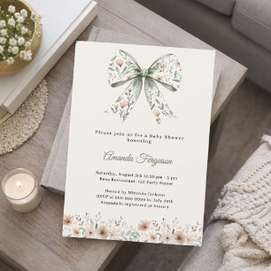 Lint neutrale bloemen groene ivoor zomer Baby Show Kaart