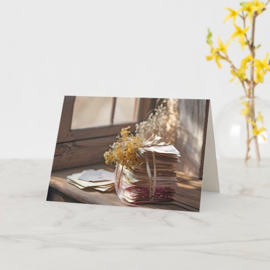 Lint op oude letters door venster kaart (Gele Bloem)