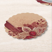 Lint op Rode Bloemstuk AI-kunst Kartonnen Onderzetters (Gekanteld)