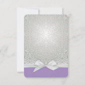 Lint Paarse/Zilveren Kant Damask Bewaar de datum Save The Date (Achterkant)