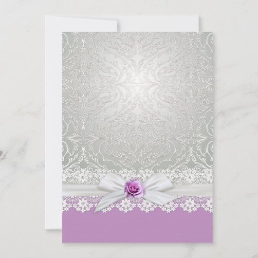 Lint Roos Silver Damask Lavendel Vrijgezellenfeest Kaart (Achterkant)