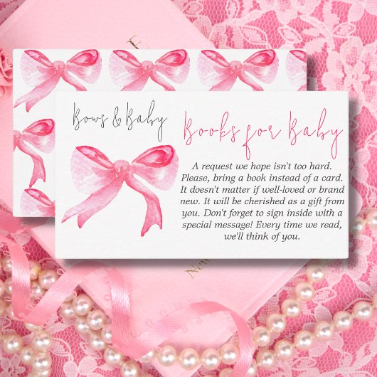 Lint Roze Bows Baby Meisje Boeken Baby shower Game Informatiekaartje
